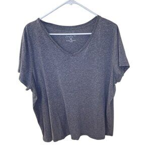Gray Sonoma Everyday Tee T Shirt  2X Women's Lifestyle V Neck Short Sleeve